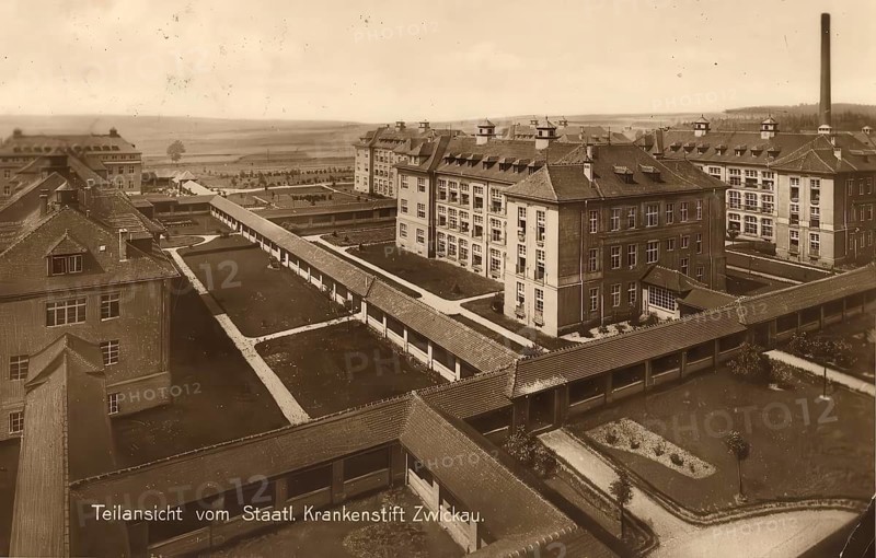 Historical postcard, picture postcard, State Hospital in Zwickau, Saxony, Germany, digitally enhanced reproduction of an original from around 1900, picture postcard