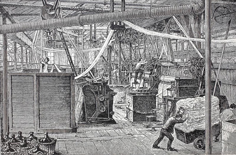 Textile industry, interior view of a chemical bleaching plant around 1880, digitally enhanced reproduction of a 19th century original, historical, exact date unknown