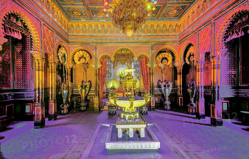 Interior of the Moorish Kiosk in the park of Linderhof Palace, Ettal, Ammertal, Upper Bavaria, Bavaria, Germany, UNESCO World Heritage Site