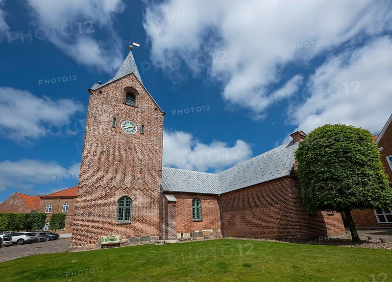 14th century church with tapering tower, Old Town, Ringkøbing, Ringkøbing Fjord, Denmark