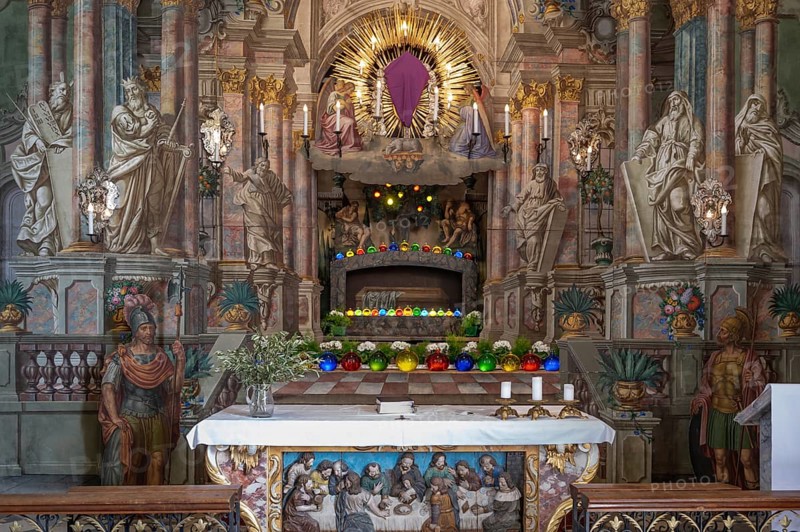 Holy Sepulchre, painted around 1767 by the painter Johann Joachim Pfaundler, St Donatus Church, Dorfstraße 20, Patsch, district of Innsbruck, Tyrol, Austria