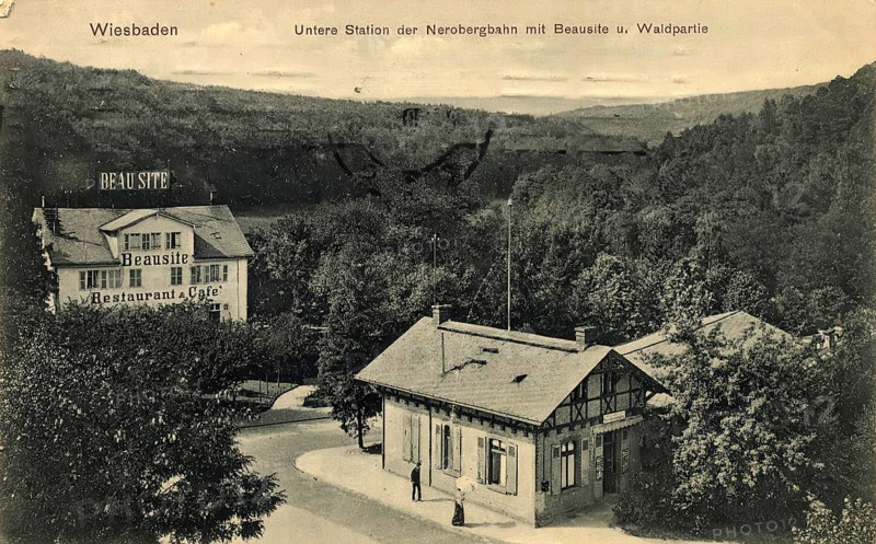Historical postcard, picture postcard, Neroberg railway in Wiesbaden, Hesse, Germany, digitally enhanced reproduction of an original from around 1900, picture postcard
