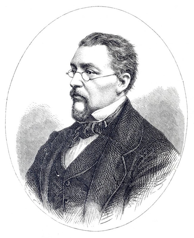 Joseph Victor Scheffel, from 1876 von Scheffel (16 February 1826 to 9 April 1886), was a widely read German writer and poet in the 19th century, Historical, digitally enhanced reproduction of a 19th century original