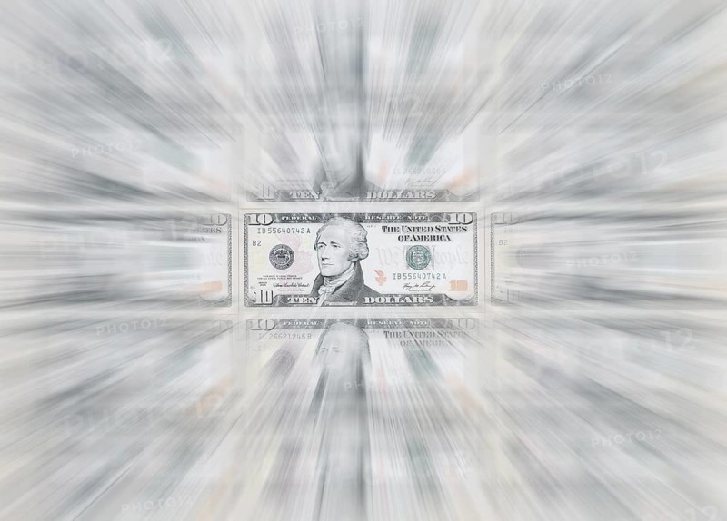 10 US dollar notes, 10 dollar banknotes, zoom effect
