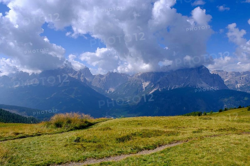 On the Helm, view of the Sesto sundial, Sesto, Dolomites, Val Pusteria, South Tyrol, Italy