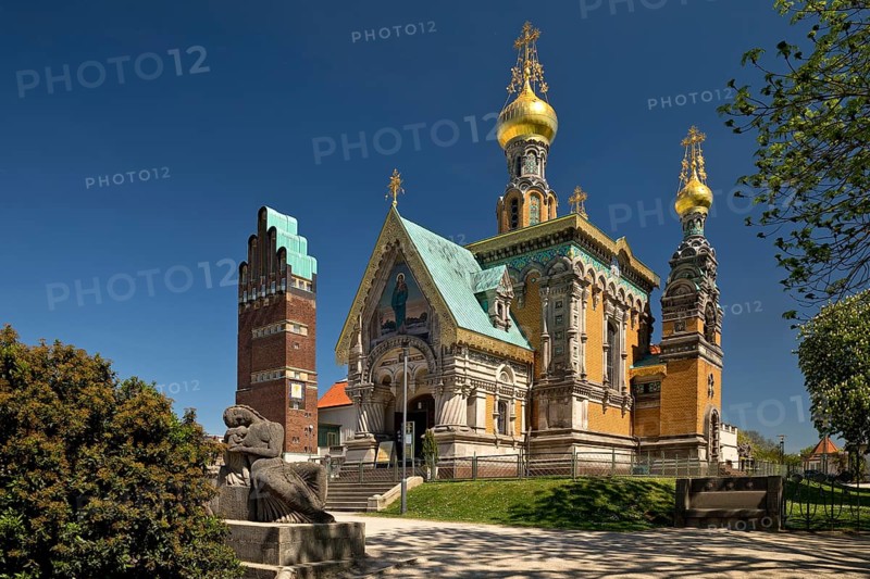 Wedding Tower and Russian Chapel, Mathildenhöhe, UNESCO World Heritage Site, Darmstadt, Hesse, Germany