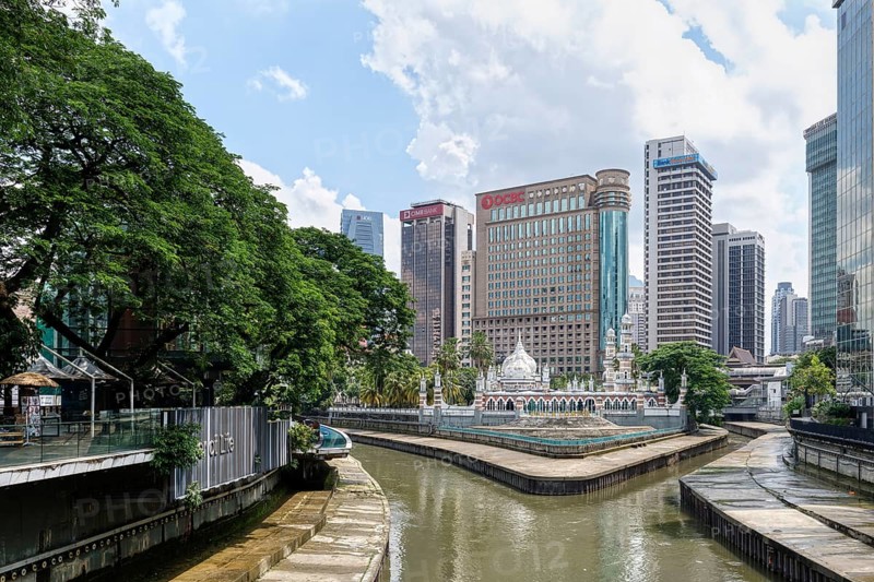 Skyscrapers along the River of Life, the rejuvenated waterfront of Klang River, Kuala Lumpur, Malaysia, Asia