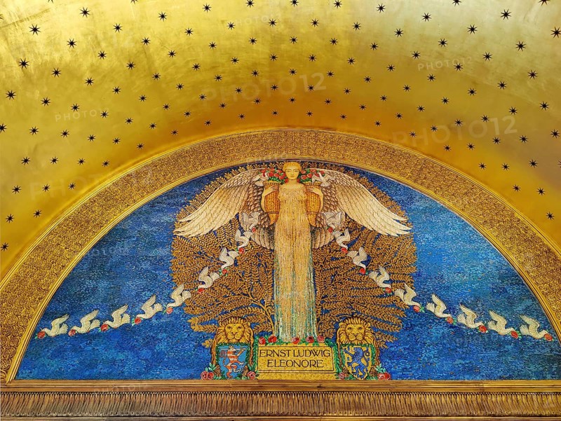 Mosaic entitled The Goddess of Love by Friedrich Wilhelm Kleukens in the Wedding Tower, Mathildenhöhe, Darmstadt, Hesse, Germany