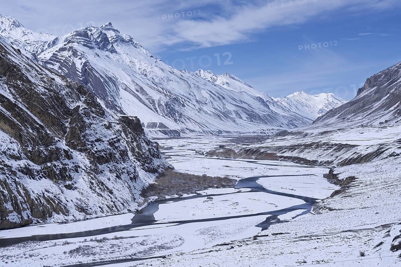 Spitital, with Spiti River, Himalaya, Kaza, Himachal Pradesh, India