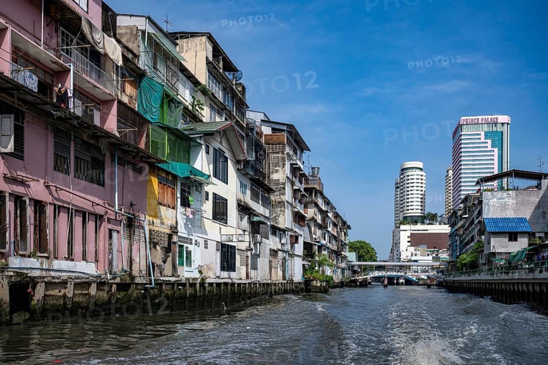 Canal-side flats, Bangkok, Thailand