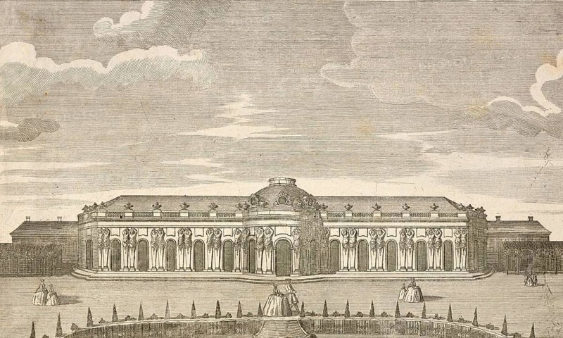 Royal pleasure palace Sanssouci near Potsdam, Germany, around 1880, digitally restored reproduction of a 19th century illustration, historical, exact date unknown