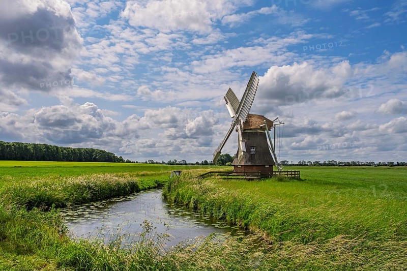 Mill 't Witte Lam, polder mill, Zuidwolde, province of Groningen, Netherlands