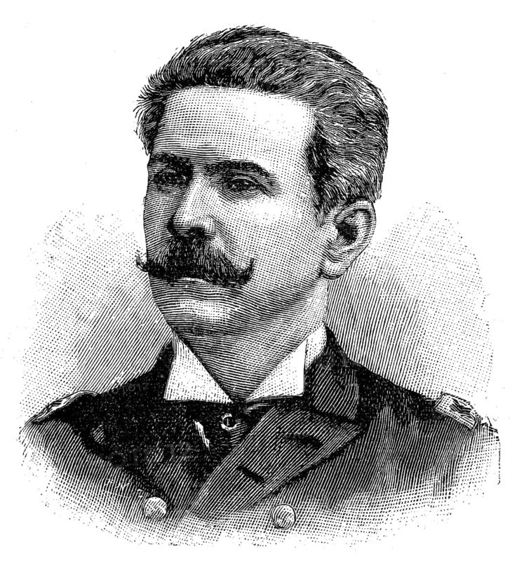 Almirante Custadio Josa de Melo, 9 June 1840 in Salvador - 15 March 1902 in Rio de Janeiro, was a Brazilian naval officer and politician, he led the Brazilian fleet in two naval uprisings in 1891 and 1893-4, illustration, published 1890, reproduction, digitally enhanced, Historical