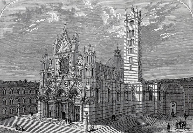 The cathedral in Siena in 1800, Tuscany, Italy, Historical, digitally restored reproduction of a 19th century original
