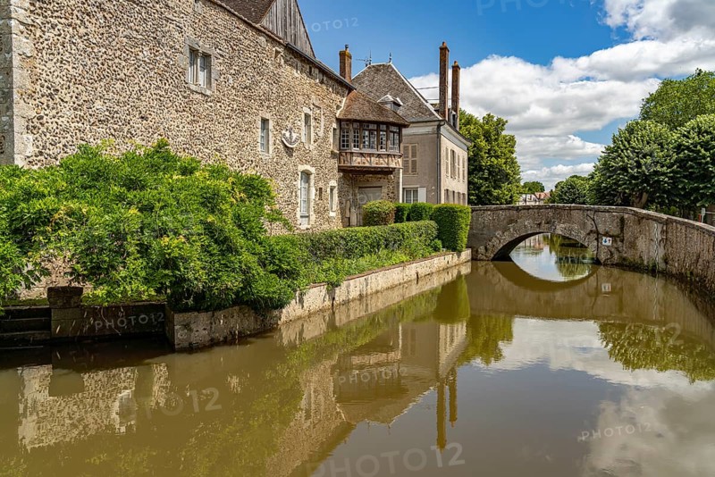 Moat in the old town of Bonneval, Centre-Val de Loire, France