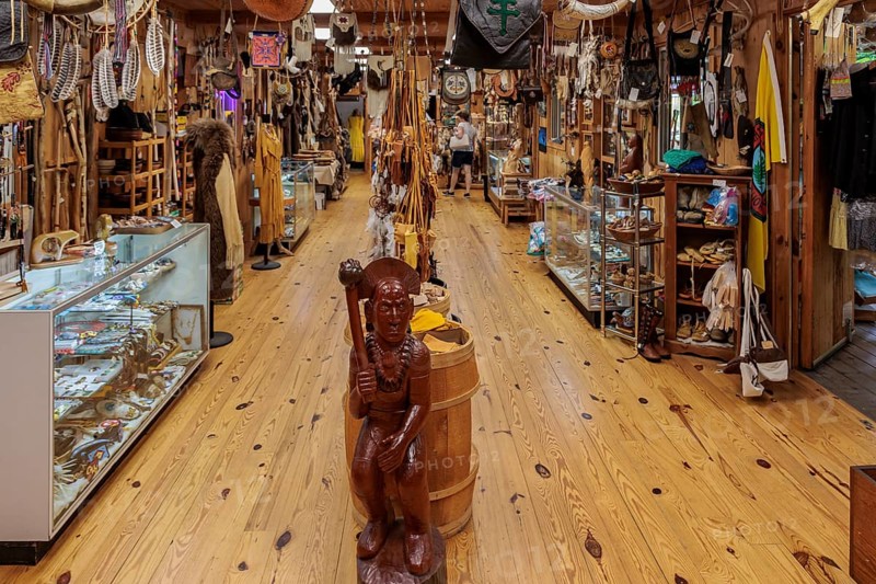 Inside of Bearmeats Indian Den arts, crafts and souvenir shop in Cherokee, North Carolina