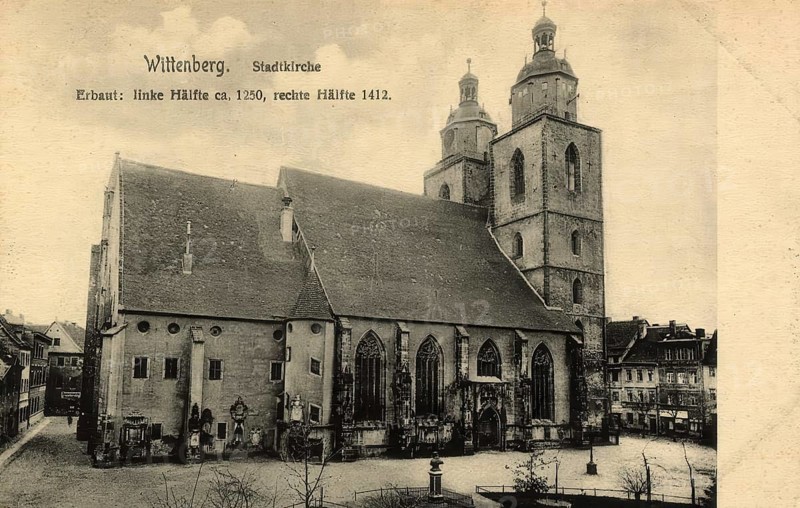 Historical postcard, picture postcard, town church of Wittenberg, Saxony-Anhalt, Germany, digitally enhanced reproduction of an original from around 1900, picture postcard