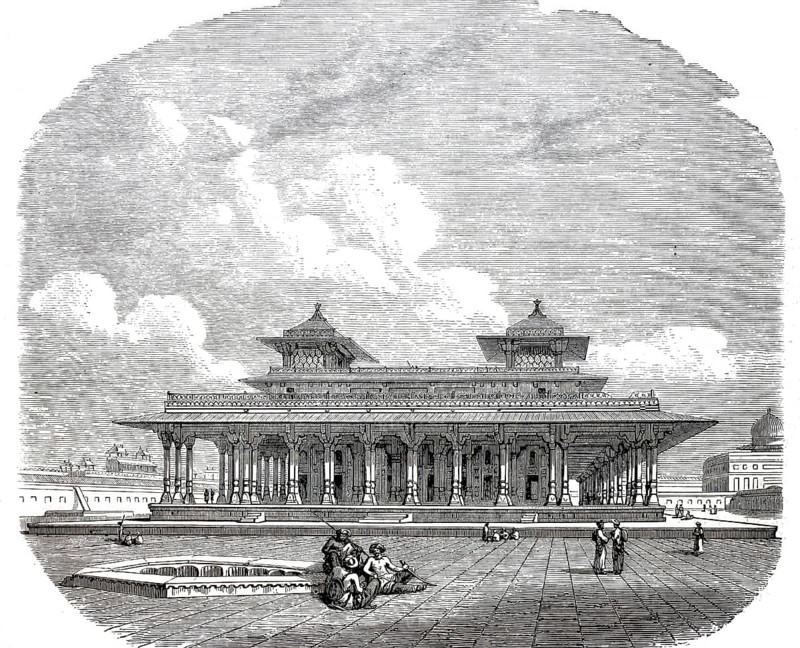 A part of the palace in Fort Allahabad, 1860, today Prayagraj in India, digitally enhanced reproduction from a 19th century model, historical, exact date unknown