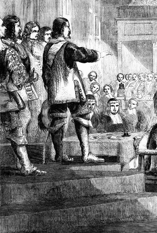 In 1657, Parliament offered Cromwell the crown as part of a constitutional reform. This presented him with a dilemma, as he had been instrumental in the abolition of the monarchy. Cromwell agonised over the offer for six weeks. The stability associated with it appealed to him, but in a speech on 13 April 1657 he made it clear that God's providence spoke against the office of king, England, digital reproduction of a historical model