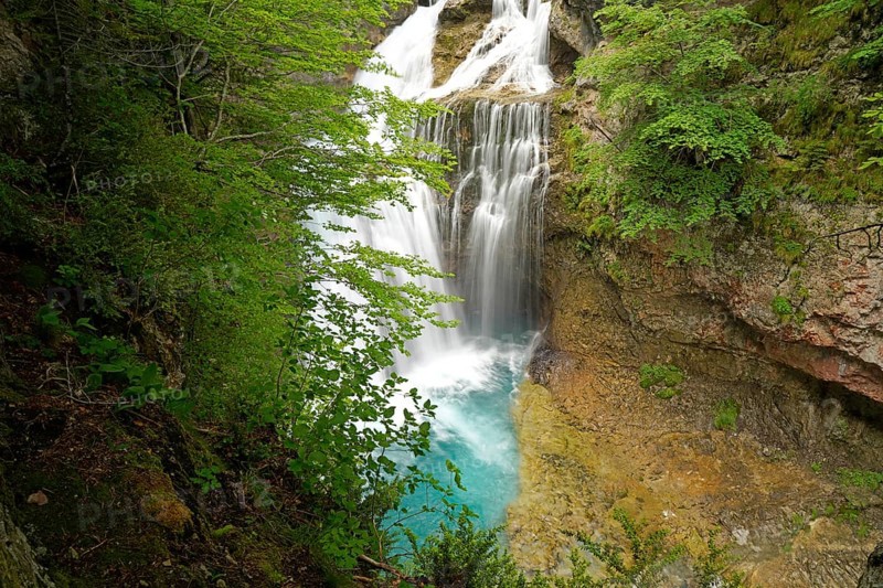 The Cascada de la Cueva waterfall in Ordesa y Monte Perdido National Park, Spain