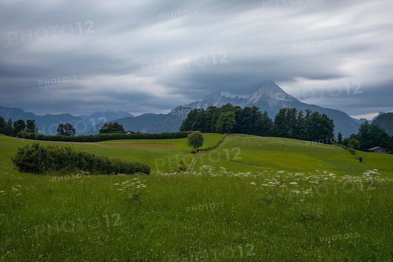 Dramatic weather over the Alps in Berchtesgadener Land with a view of the Watzmann