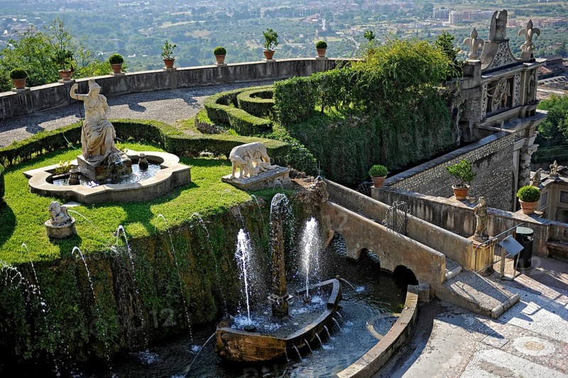 Fountain Fontana della Rometta e di Roma, Renaissance garden of Villa d'Este, water features, fountains, UNESCO World Heritage Site, Tivoli, Metropolitan City of Rome, Lazio, Italy