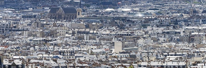 View of the rooftops of Paris from Montmartre, Île-de-France, France