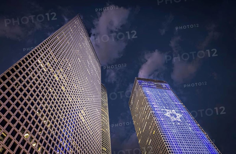 Israel, Tel Aviv financial business district skyline with shopping malls and high tech offices