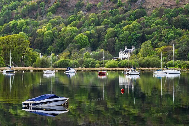 Boats on Windermere Lake and mountains, Ambleside, Lake District, Cumbria, England, United Kingdom