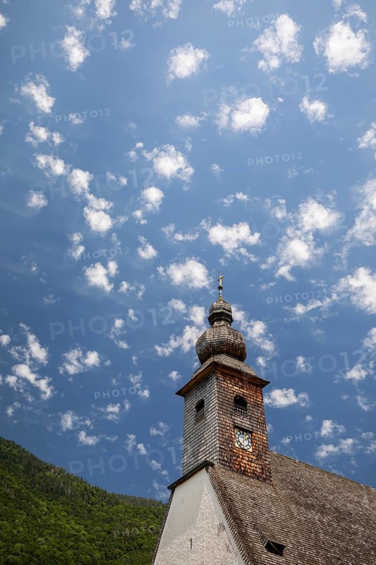 St George's Church in Nonn, Bad Reichenhall. Blue and white sky with a few clouds