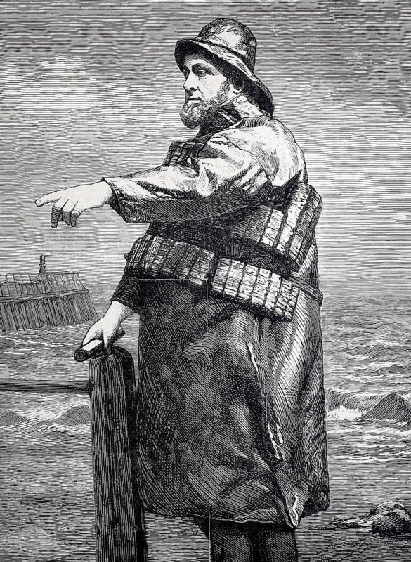 Helmsman Robert Hook of the lifeboat Samuel Plimsoll from Lowestoft, which saved more than two hundred lives, Sailor, Lifesaver, 1880, England, Historical, digitally restored reproduction from a 19th century original, Record date not stated