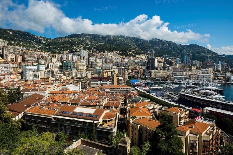Panorama, Skyline with skyscrapers by the sea, Monte Carlo, Cote d'Azur, Monaco