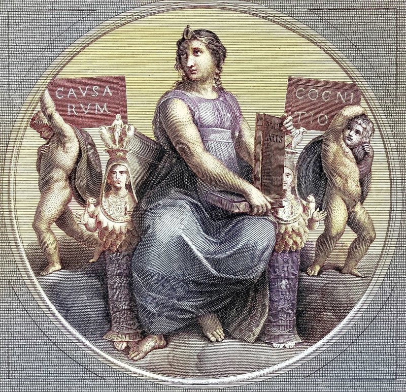 Philosophy, symbolic representation in the Vatican, after a painting by Raphael, Rome, Italy