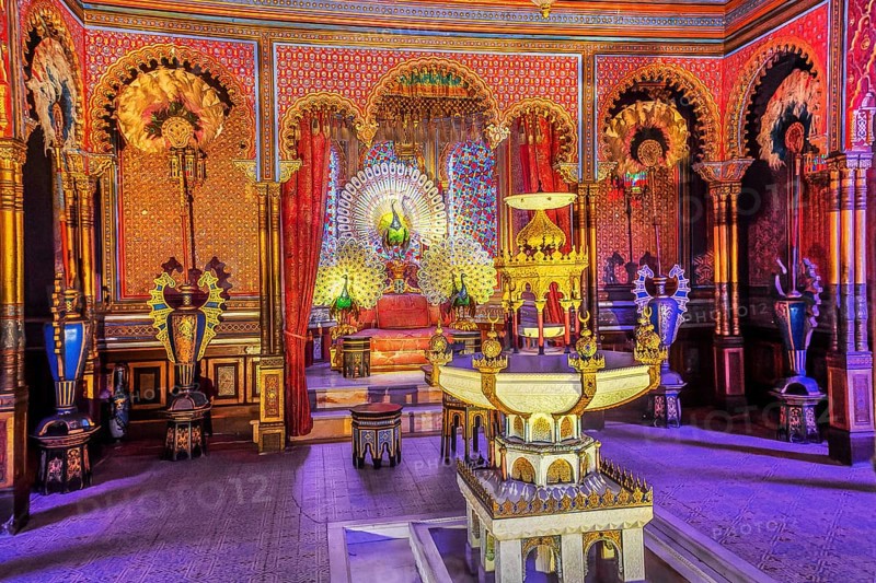 Interior of the Moorish Kiosk in the park of Linderhof Palace, Ettal, Ammertal, Upper Bavaria, Bavaria, Germany, UNESCO World Heritage Site