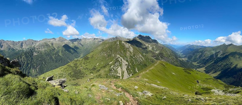 View from the Hornfeldspitz, Schladminger Tauern, Sölktäler nature park Park, St. Nikolei, Styria, Austria