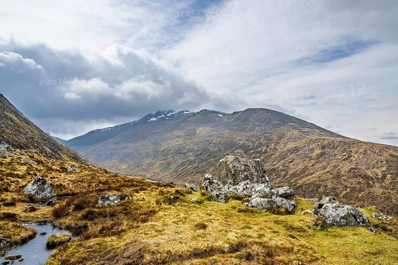 View from Nevis Range Mountains, Grampian Mountains, Fort William, Highland, Lochaber, Scotland, UK