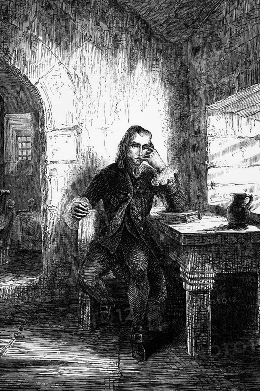 In 1780, Lord George Gordon was imprisoned in the Tower of London for instigating the No Popery Riots. He was accused of high treason. Thanks to the strong defence of his cousin Thomas, Lord Erskine, he was acquitted as he had no intention of treason, England, digital reproduction of a historical original
