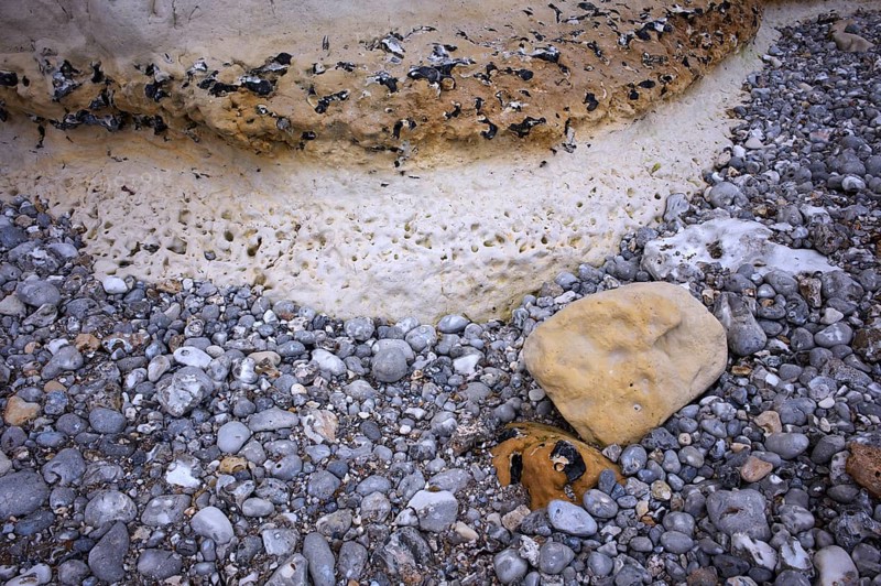 Rocks, geological rock structures, pebbles, pebbles, Yport, Alabaster Coast, La Côte d'Albâtre, Normandy, Seine-Maritime, France
