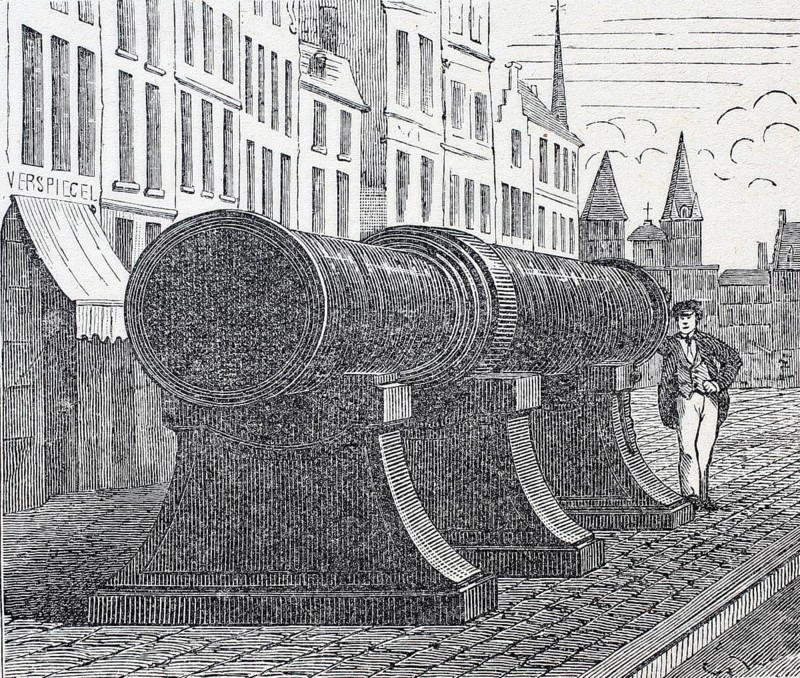 The large wrought-iron cannon of Ghent from the 14th century, digitally enhanced reproduction of a 19th century model, historical
