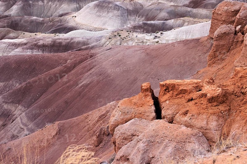 Colorful deposits of the Chinle Formation exposed at Little Painted Desert County Park near Winslow, Arizona