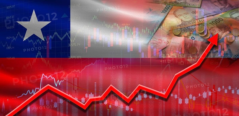 Chile financial growth on market graph. Chile economic growth on financial graph