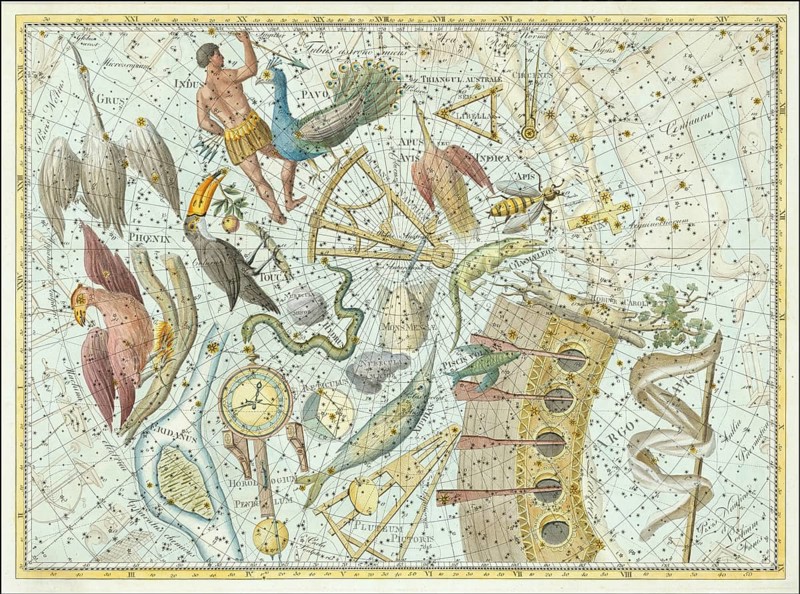 Zodiac sign, star chart, universe, astrology, horoscope, after Johann Elert Bode (19 January 1747 to 23 November 1826), Prussian astronomer