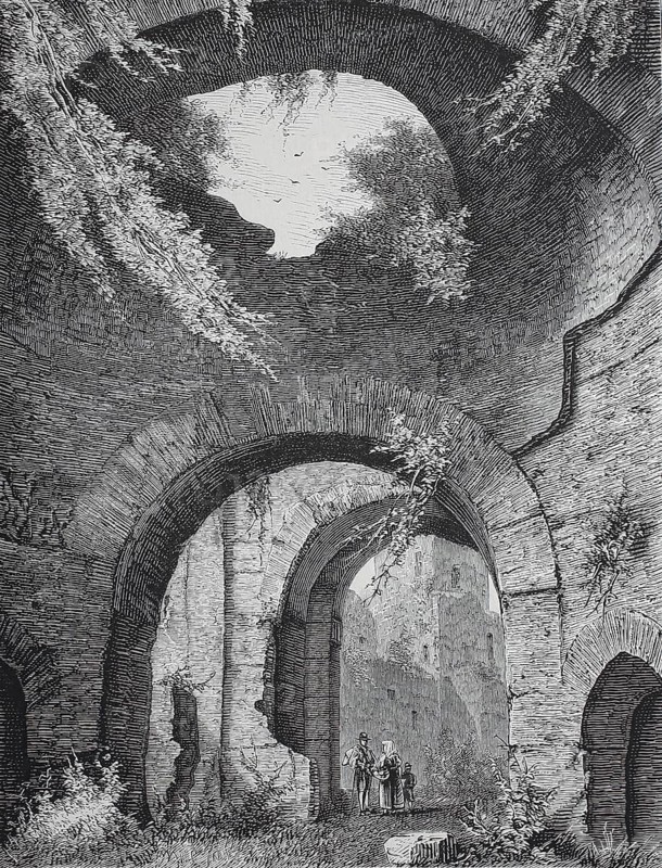 The ruins of the Baths of Caracalla, Baths of Caracalla, Thermae Antoninianae, in 1800, ancient baths in Rome, Italy, Historical, digitally restored reproduction of a 19th century model