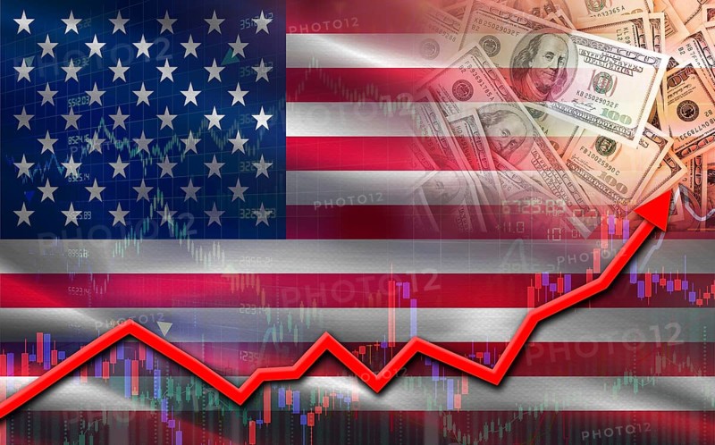 USA economic growth on financial graph. USA financial growth on market graph