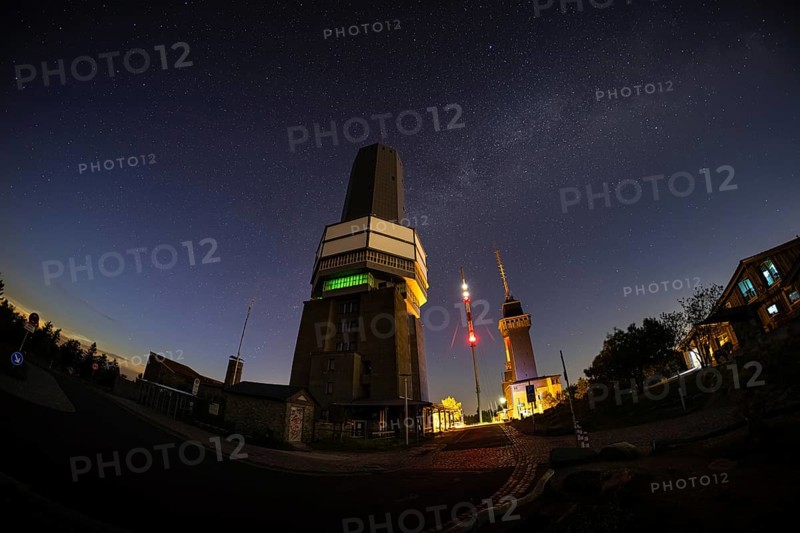 The Milky Way passes over the summit of the Großer Feldberg in the Taunus, near Frankfurt am Main, Großer Feldberg in the Taunus, Schmitten, Hesse, Germany