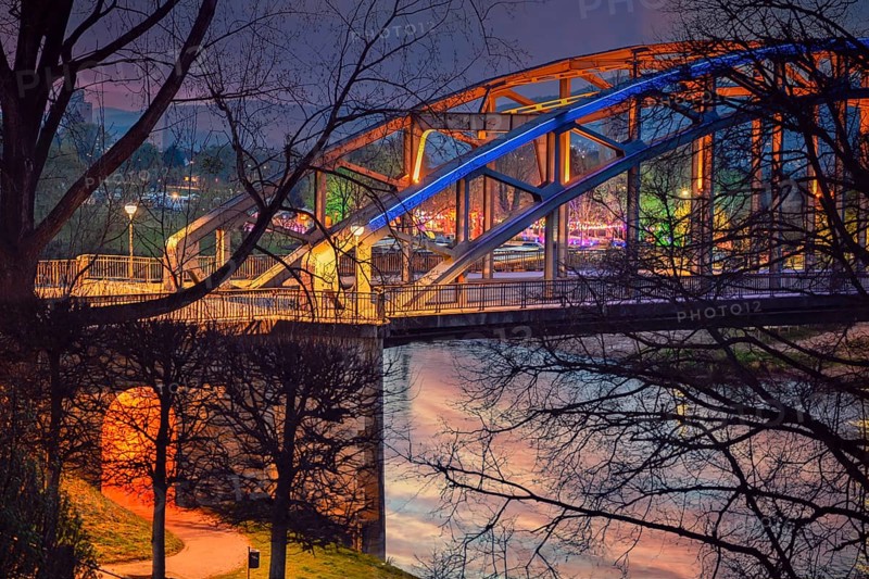 Light atmosphere at the Weser bridge in Rinteln Germany