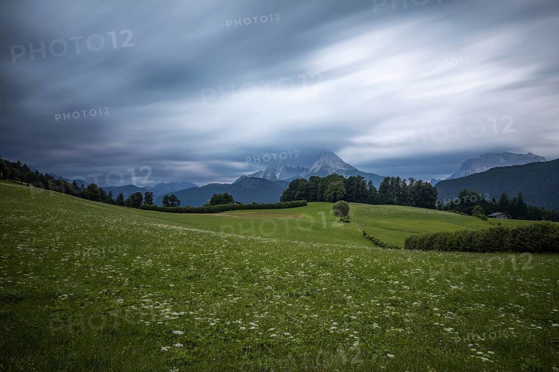 Dramatic weather over the Alps in Berchtesgadener Land with a view of the Watzmann