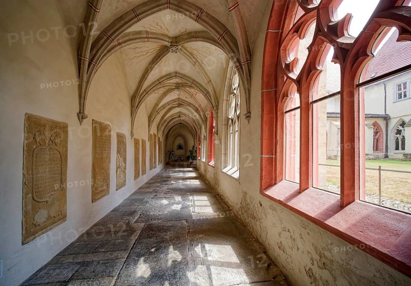 Cloister, St Peter and Paul Cathedral, interior view, Museum Zeitzer Schloss Moritzburg, early baroque style, Zeitz, Saxony-Anhalt, Germany