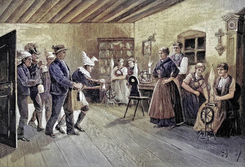 Die Weihnachtsgloeckler in Kärnten, Austria, customs, original drawing by F. Schlegel, Christmas, illustration, published 1890, reproduction, digitally enhanced, historical