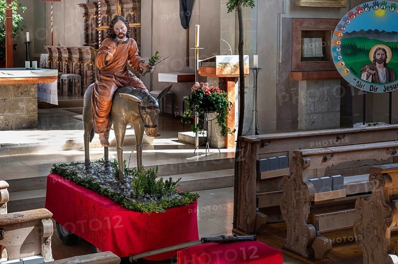 Palmesel in the parish church of St Nicholas, Oberthingau, Ostallgäu, Bavaria, Germany